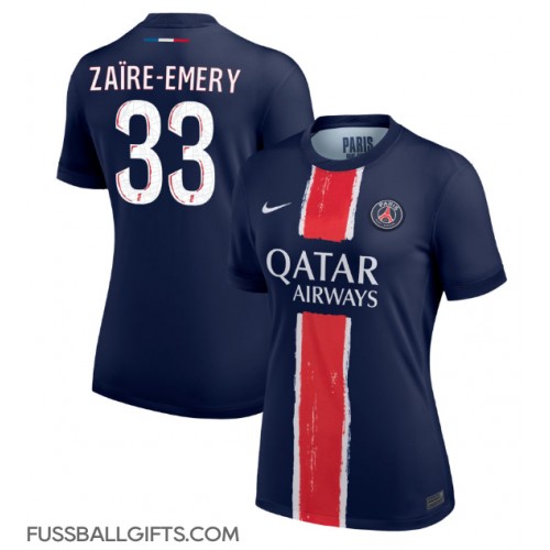 Paris Saint-Germain Warren Zaire-Emery #33 Fußballbekleidung Heimtrikot Damen 2024-25 Kurzarm